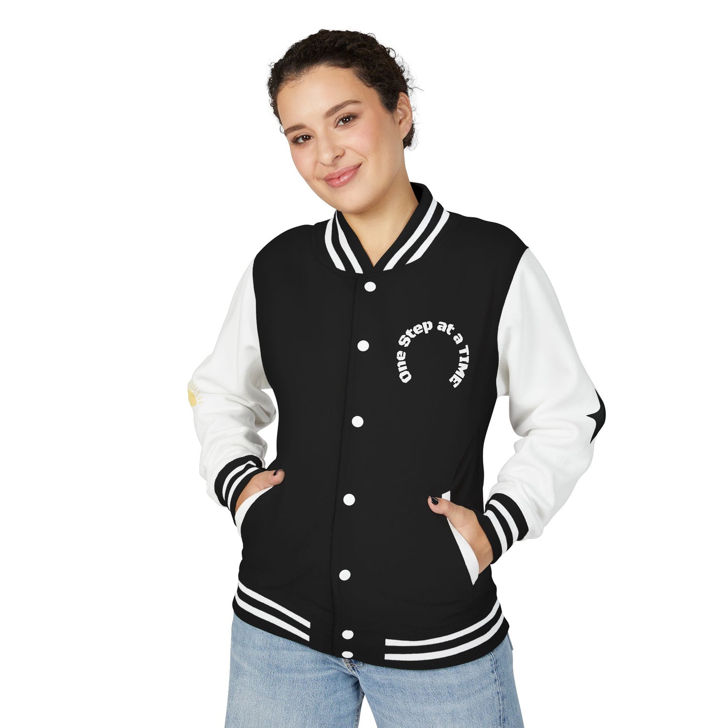 Letterman Jacket — Retro Sunset Shield Logo Varsity Jacket