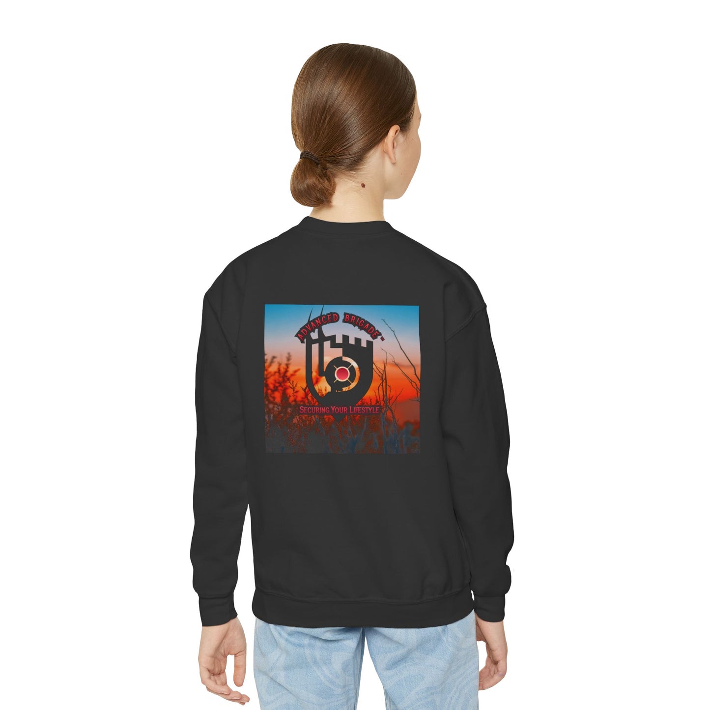 Youth Crewneck Sweatshirt — "One Step at a Time" Sunrise Graphic