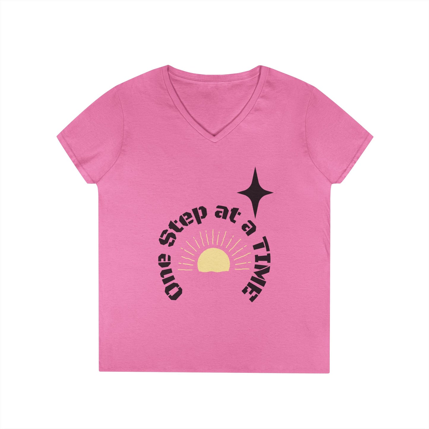 One Step at a Time V-Neck Tee — Inspirational Women’s Graphic T-Shirt
