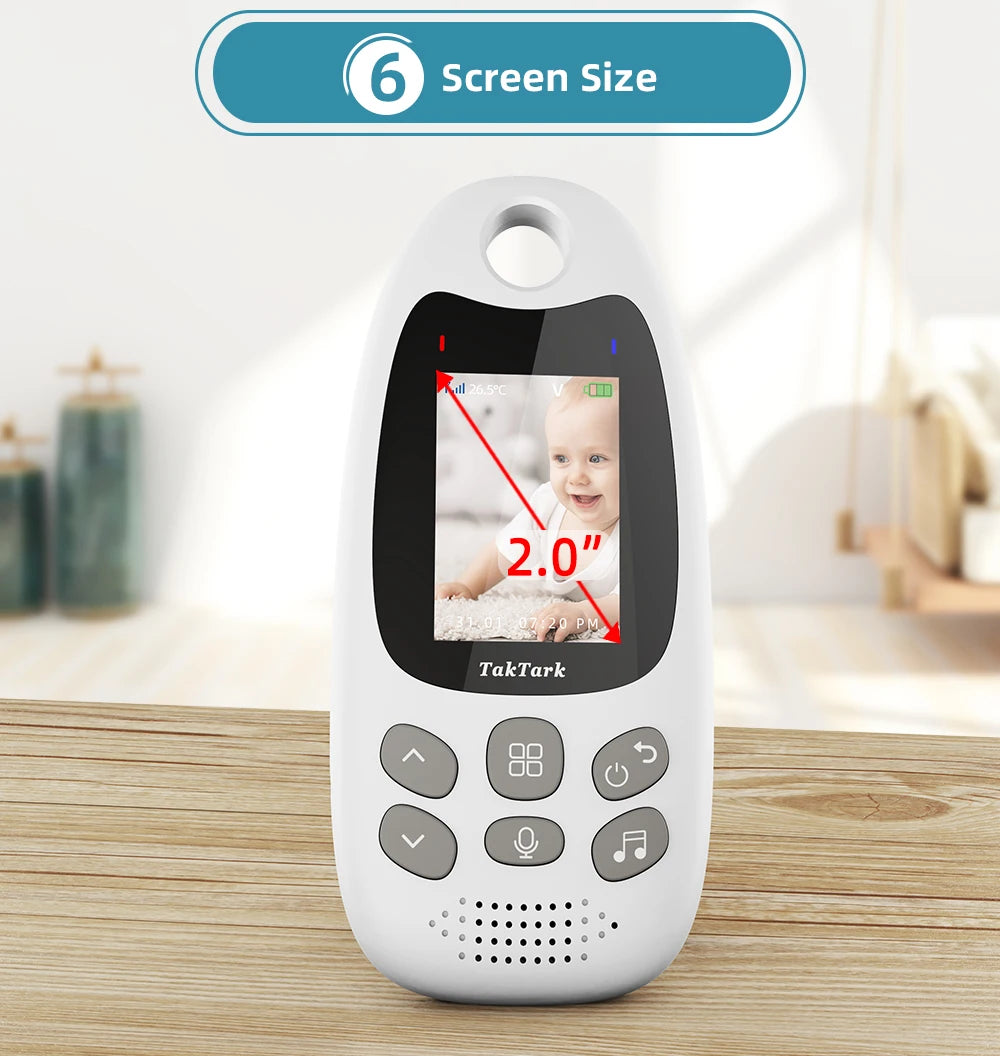 Wireless Video Baby Monitor 2.0 inch Color  Security Camera 2 Way Talk NightVision IR LED Temperature Monitoring with 8 Lullaby