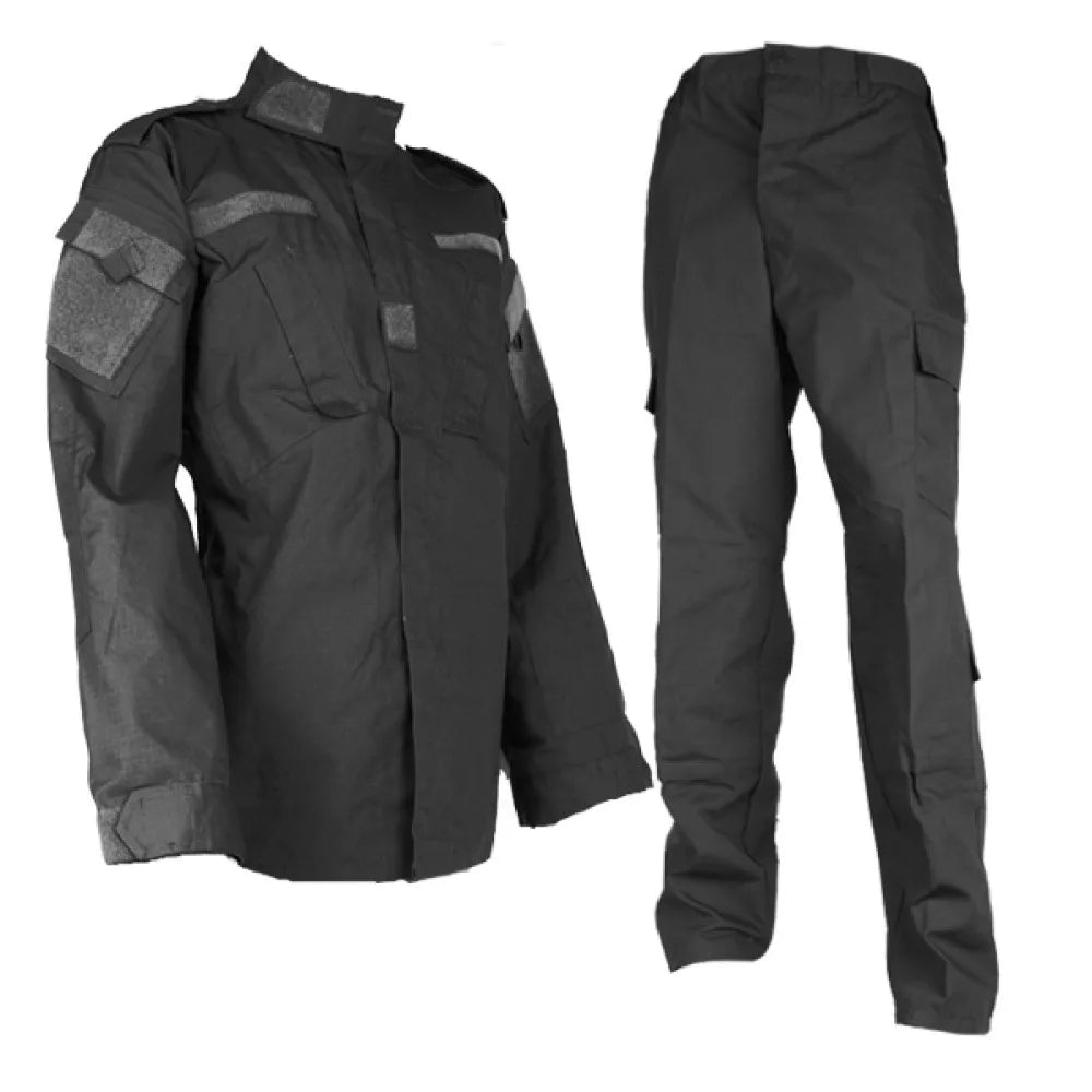 Tactical BDU Uniform Black Combat Shirt Pants Set Men's Military Army Suit CS Wargame Airsoft Clothing Training Hunting Clothes