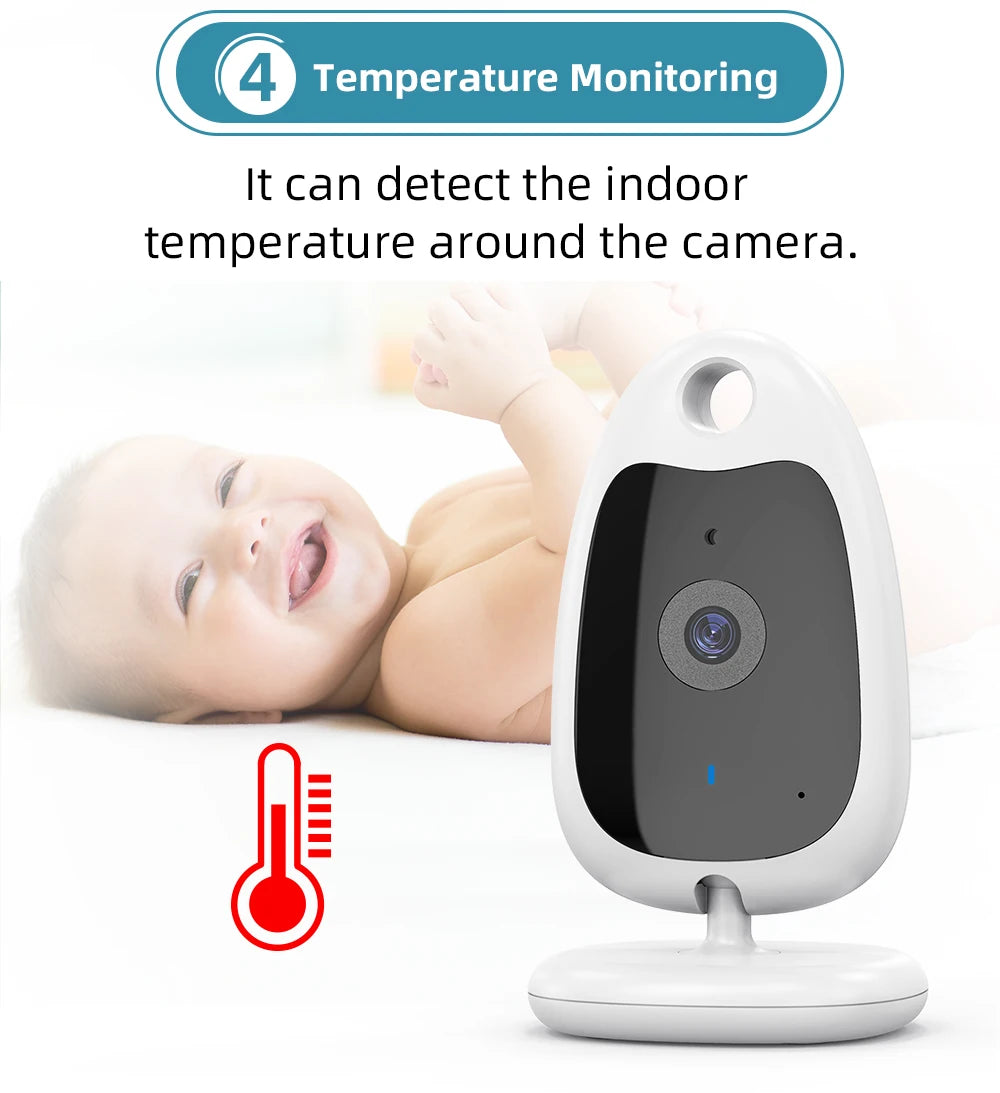 Wireless Video Baby Monitor 2.0 inch Color  Security Camera 2 Way Talk NightVision IR LED Temperature Monitoring with 8 Lullaby
