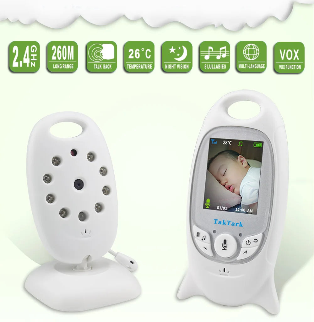 Wireless Video Baby Monitor 2.0 inch Color  Security Camera 2 Way Talk NightVision IR LED Temperature Monitoring with 8 Lullaby