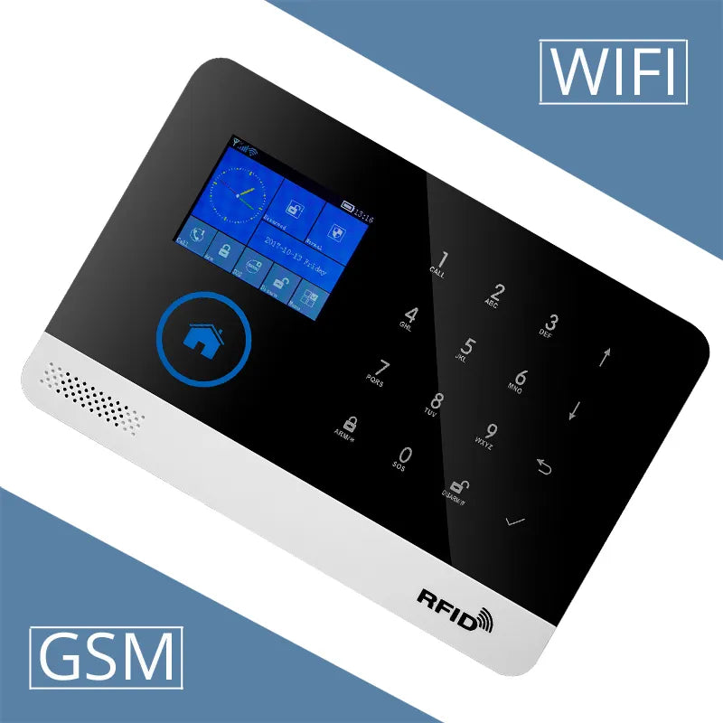 Wireless Tuya APP SIM GSM Home RFID Burglar Security LCD Touch Keyboard WIFI GSM Alarm System Sensor kit Russian,Spanish Voice