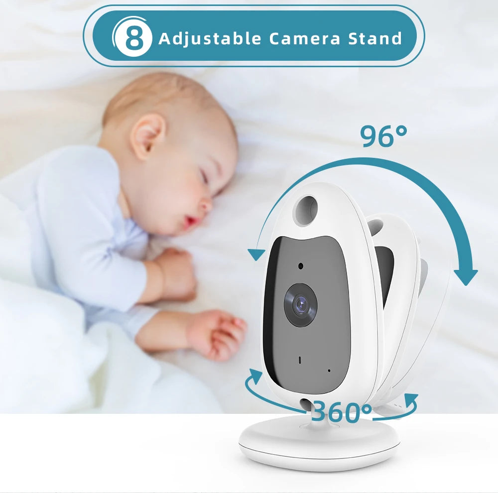 Wireless Video Baby Monitor 2.0 inch Color  Security Camera 2 Way Talk NightVision IR LED Temperature Monitoring with 8 Lullaby