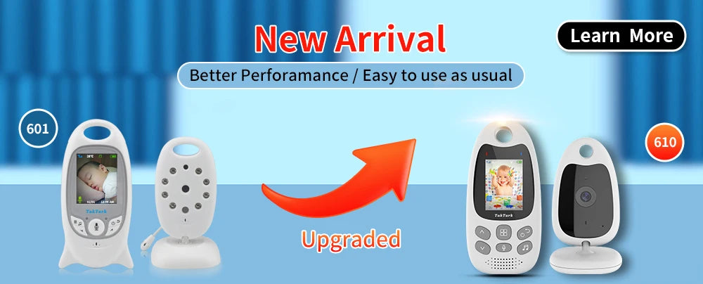 Wireless Video Baby Monitor 2.0 inch Color  Security Camera 2 Way Talk NightVision IR LED Temperature Monitoring with 8 Lullaby