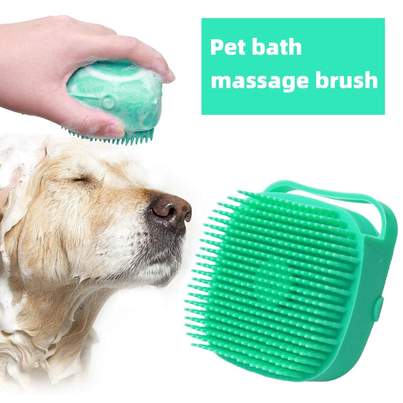 Soft Safe Silicone Dog Cat Bath Brush with Shampoo Box