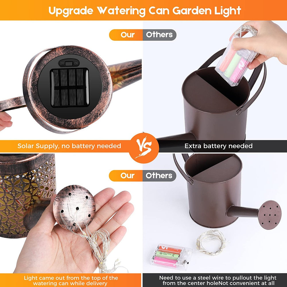 Solar Watering Can Light Hanging Waterfall Lamp