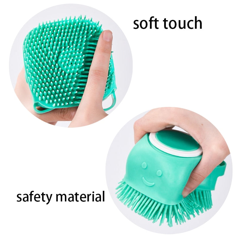 Soft Safe Silicone Dog Cat Bath Brush with Shampoo Box