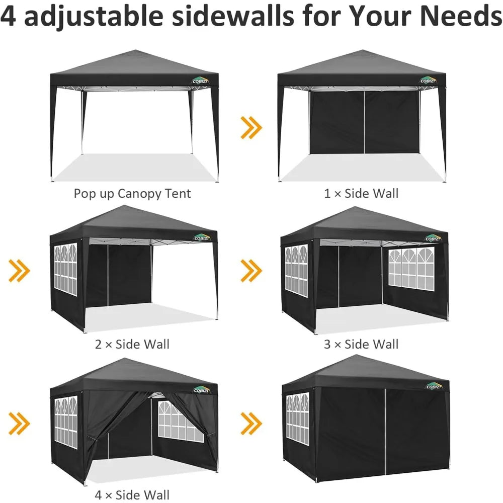 10x10 Pop Up Canopy Tent with 4 Sidewalls Black