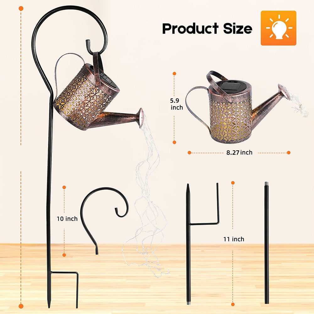 Solar Watering Can Light Hanging Waterfall Lamp