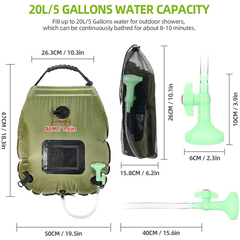 Water Bags 20L Outdoor Camping Hiking Solar Shower Bag