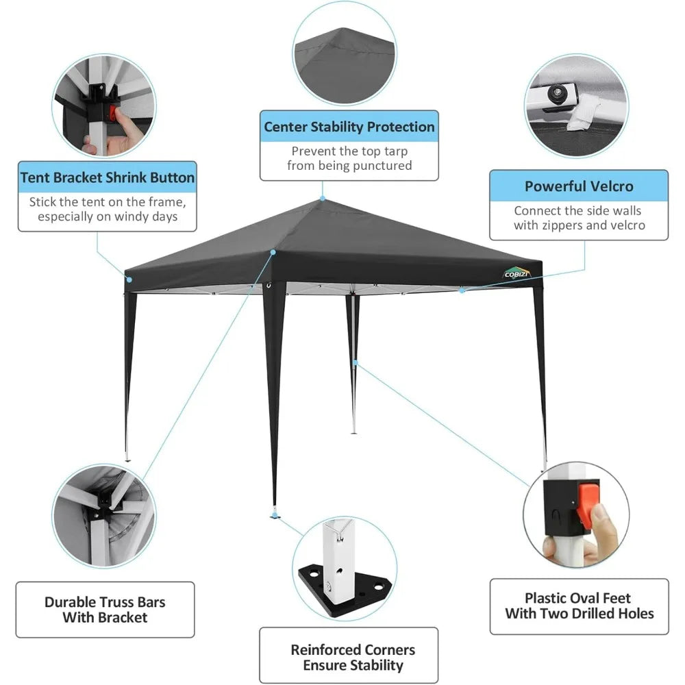 10x10 Pop Up Canopy Tent with 4 Sidewalls Black