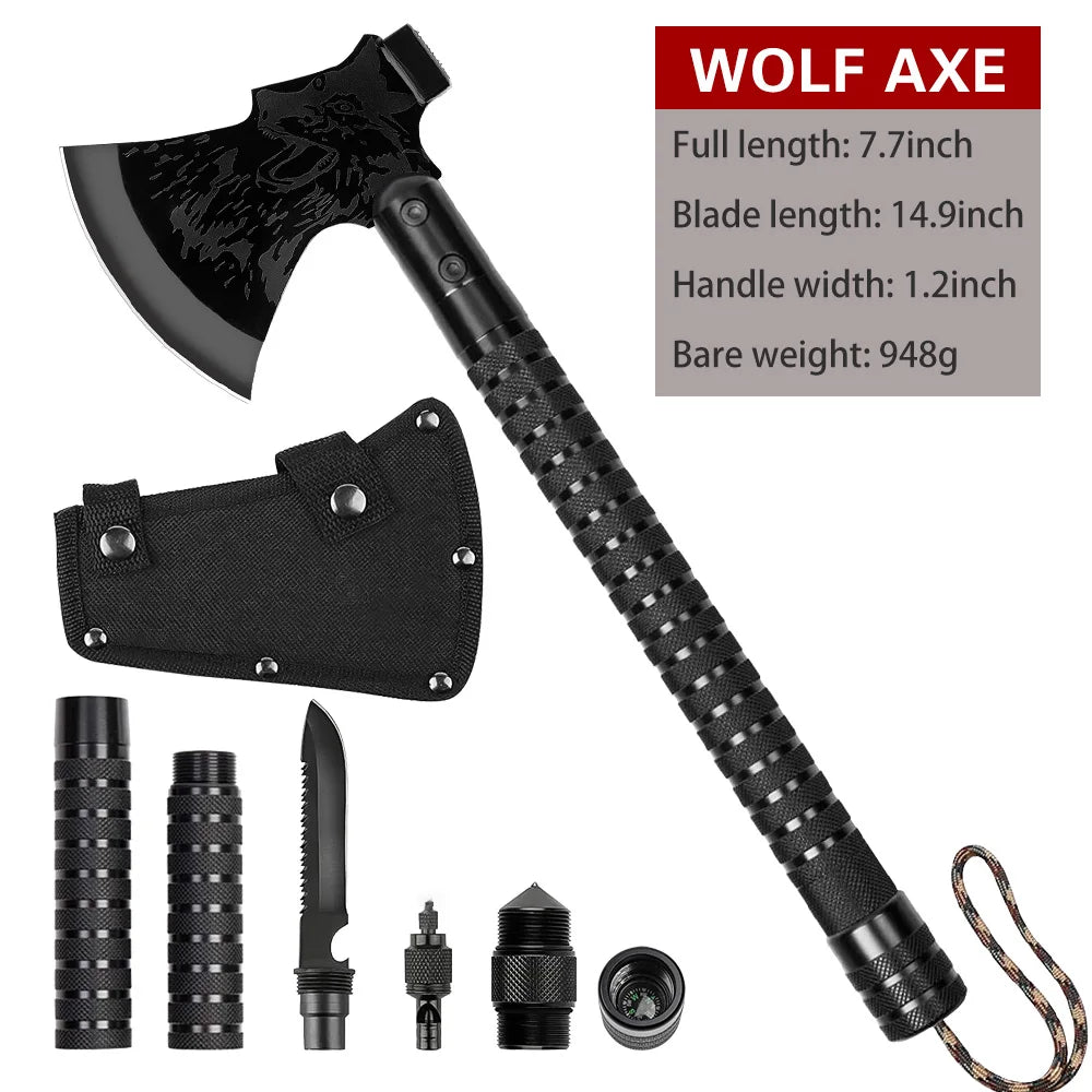 Tactical Axe Foldable Survival Camping Axe Multi Tool Kit Emergency Gear Outdoor Tourist Portable Tomahawk Wild Hatchet AX