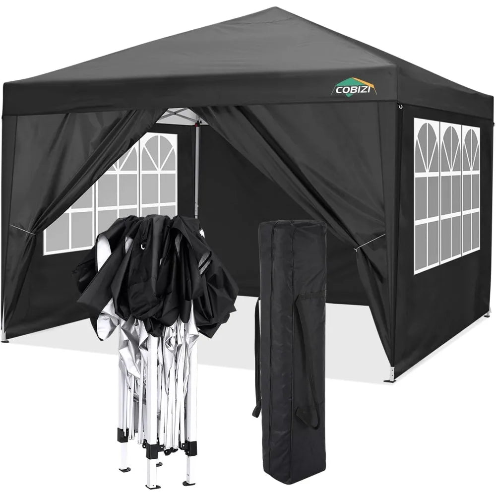 10x10 Pop Up Canopy Tent with 4 Sidewalls Black
