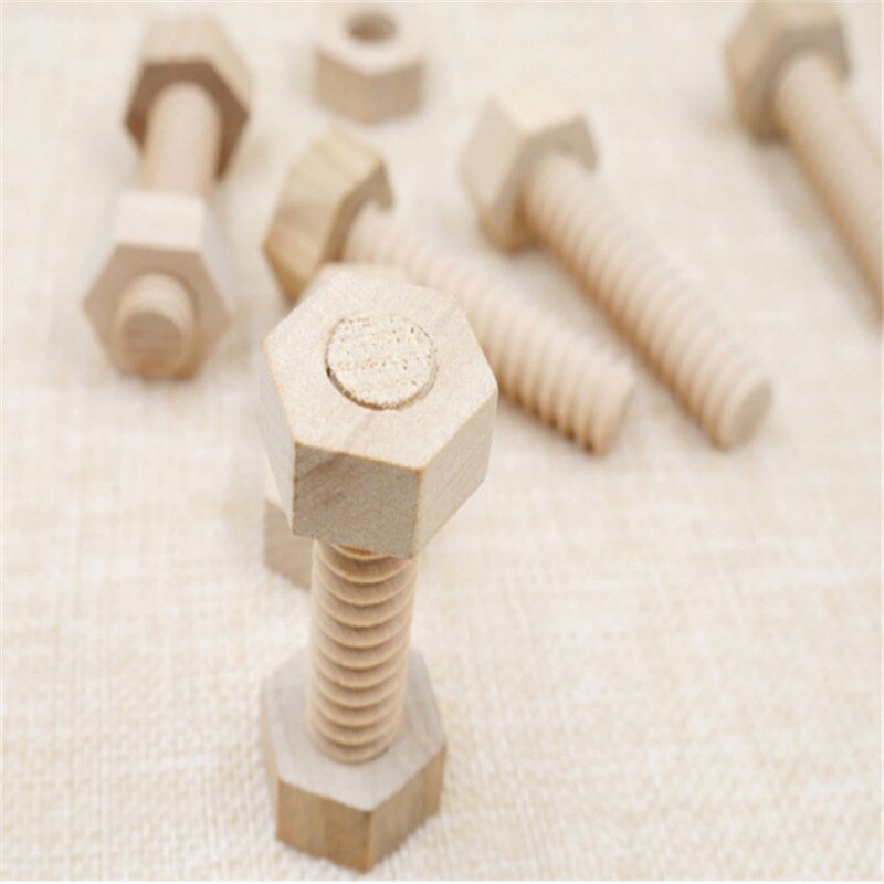 Wooden Screw Nut Assembling Building Blocks