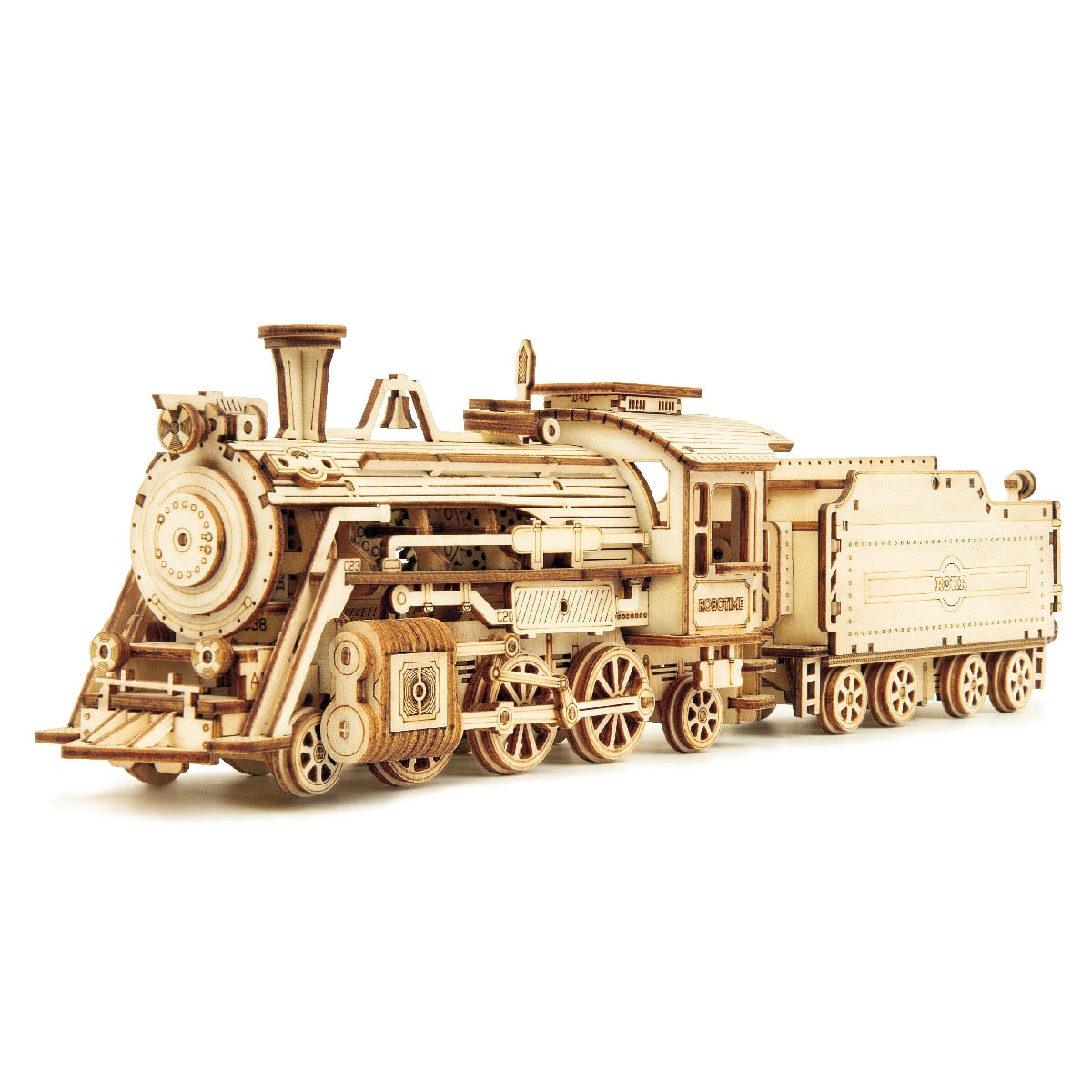 Robotime Puzzle Movable Steam Train, Car, Jeep Assembly