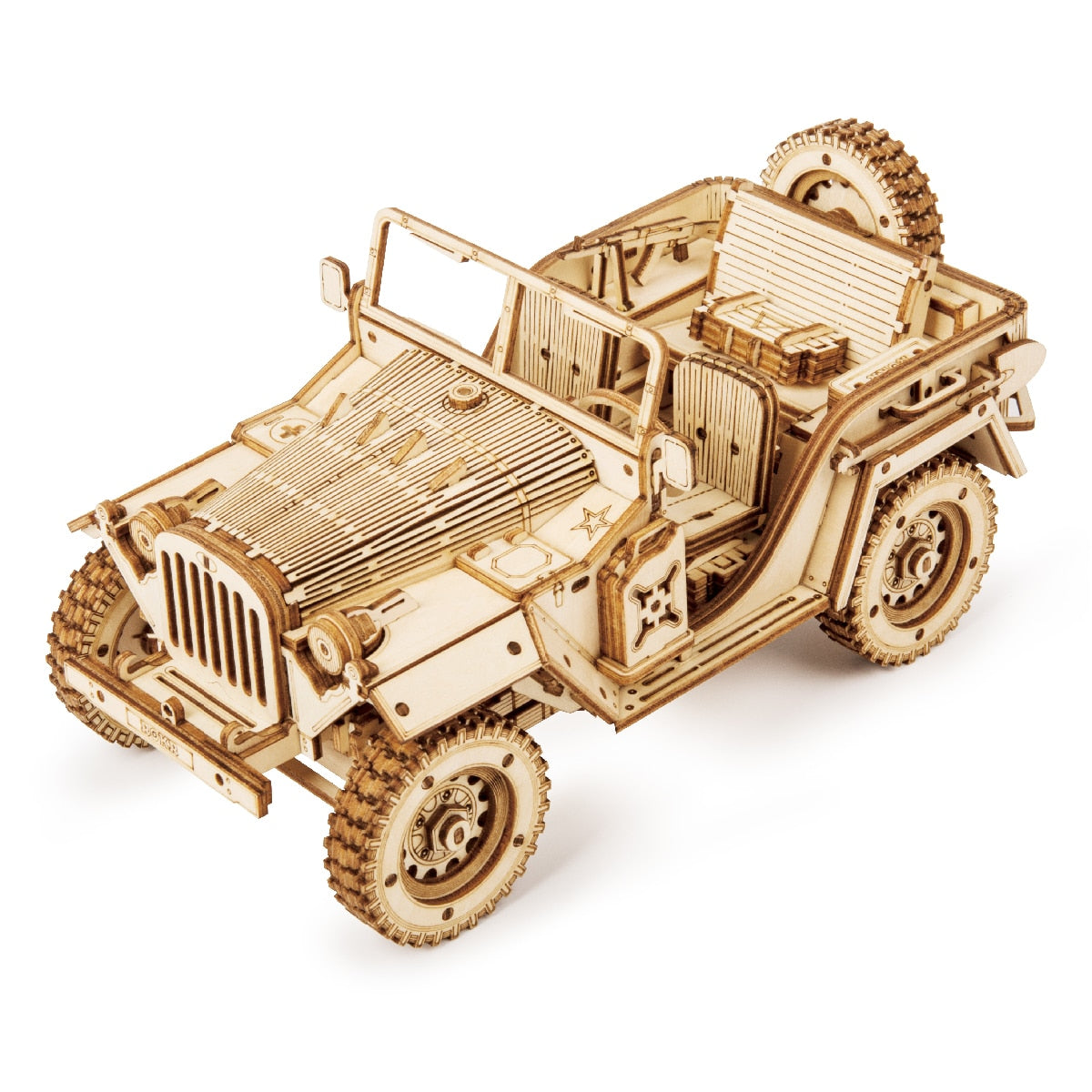 Robotime Puzzle Movable Steam Train, Car, Jeep Assembly