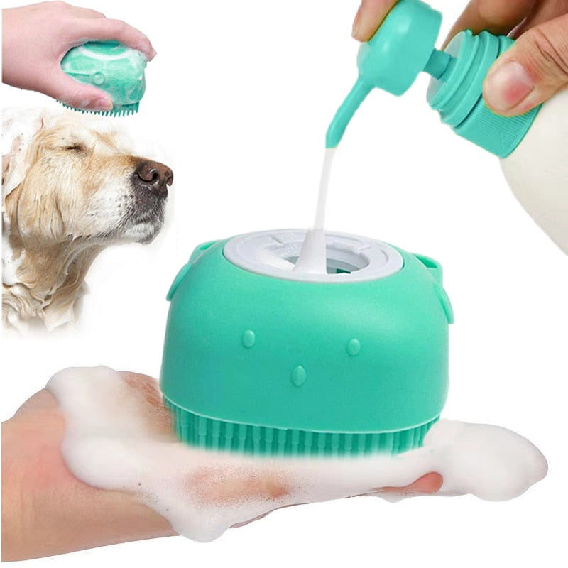 Soft Safe Silicone Dog Cat Bath Brush with Shampoo Box